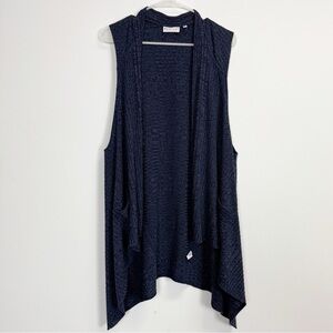 Habitat Sweater Vest Womens XL Blue Sleeveless Pockets Drape Open Front